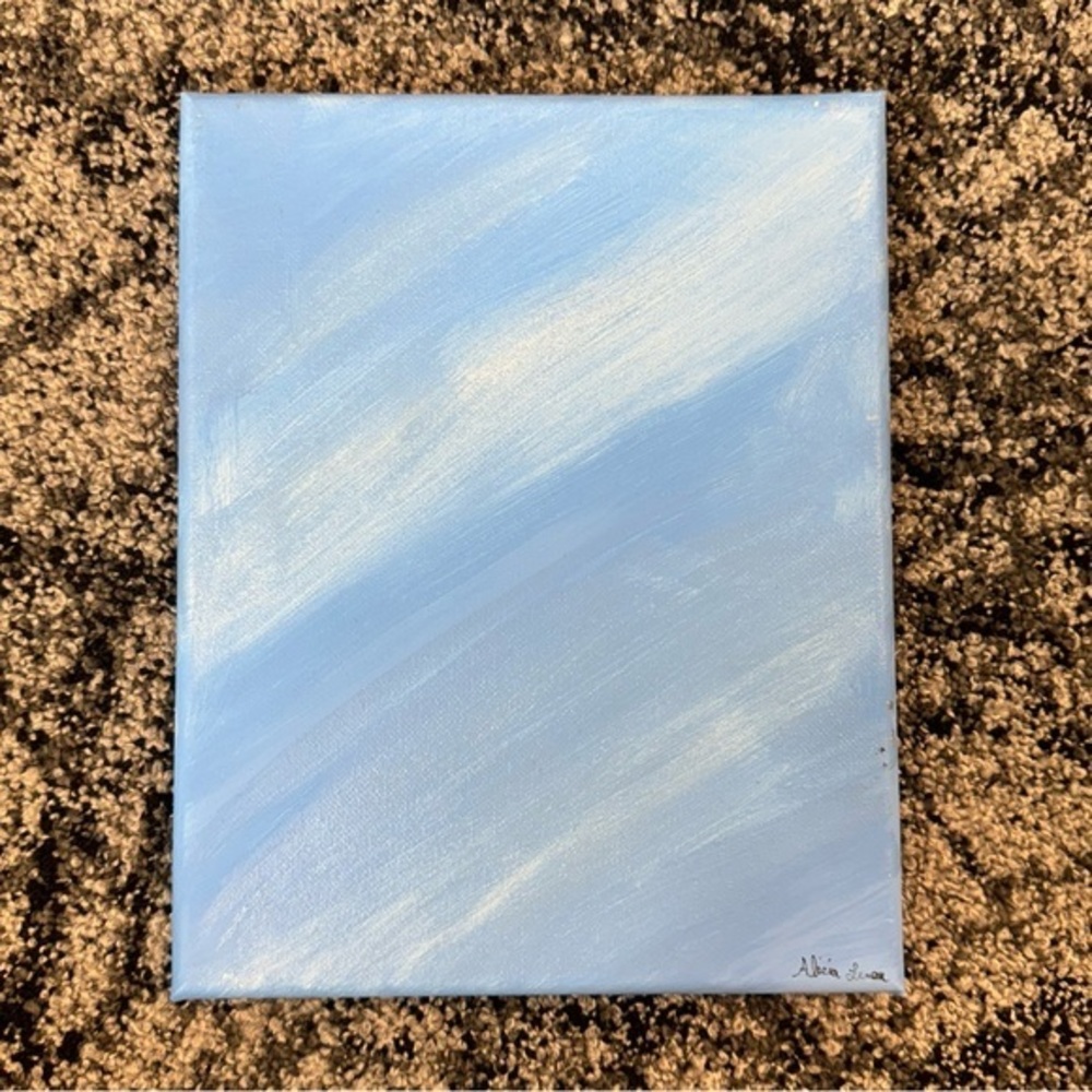 Serene Blue and White Abstract Painting